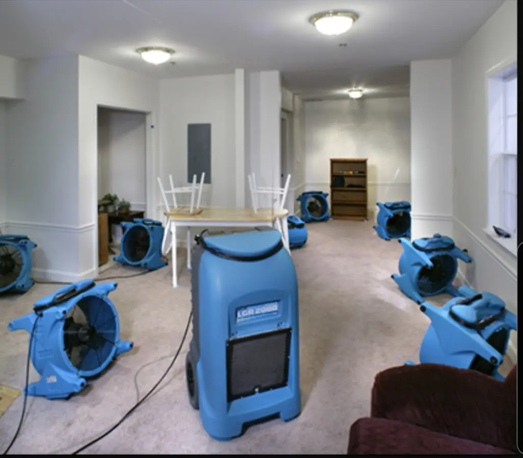 Air movers and dehumidifier setup for Water Damage Restoration in Mountain Home