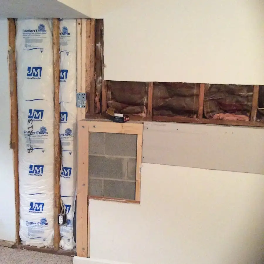 Wall insulation replacement during Basement Flood Cleanup in Mountain Home